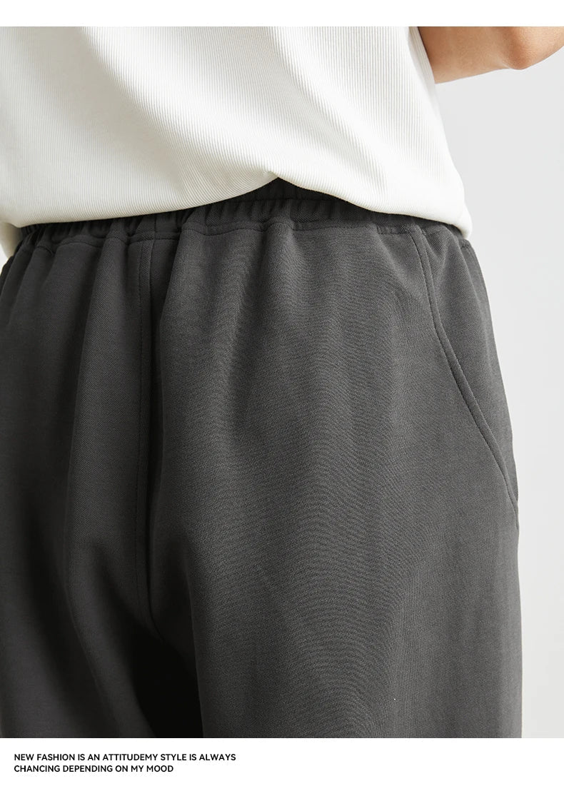 Men's Summer New American Casual Shorts Straight Loose Five-point Pants Solid Color Drawstring Pocket Micro-elastic Sports Pants