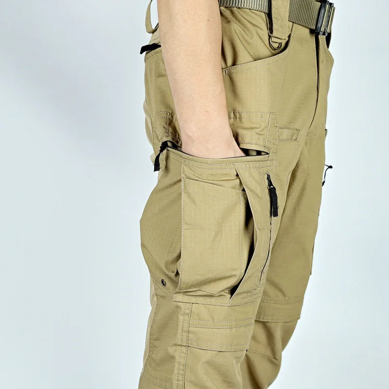 Men Tactical Casual Pants Multi-pocket Waterproof Tactical Cargo Trousers Wear-resistant Outdoor Hiking Workwear Trouser Male