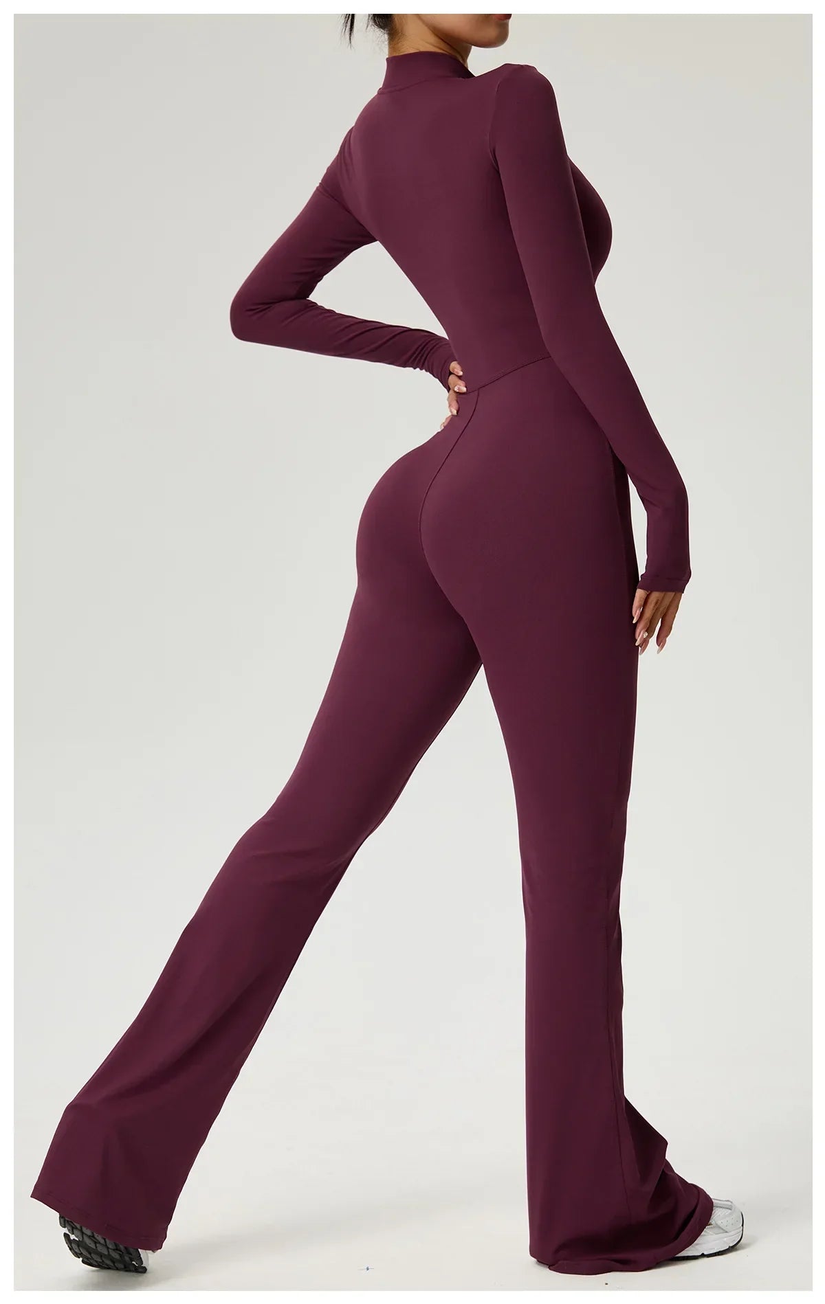 Zipper Jumpsuit Flared Pants Women Clothing Sportswear Gym Yoga Sport Sets Spandex Nylon Workout Sets Women Tracksuit