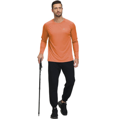 Men UPF 50+ Long Sleeve T-Shirt, Rash Guard Breathable Tops, Pullover Shirt for Sport Fishing Hiking Running Beach Surfing