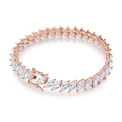 0.5CT Marquise Cut Certified Moissanite Tennis Bracelets for Women Sterling Silver S925 Plated 18k Gold Fine Jewelry