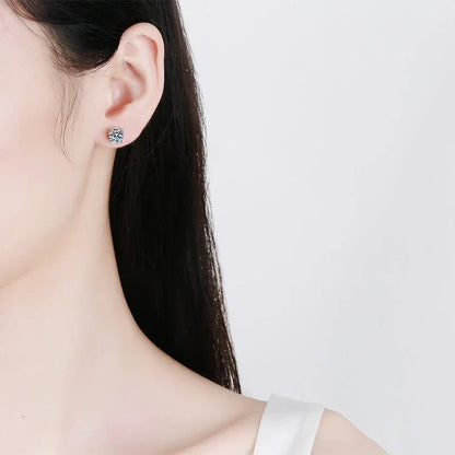 2 Carat Moissanite Earrings Studs for Women Men Screw Thread Ear Stud 925 Solid Silver With White Gold Plated Jewelry