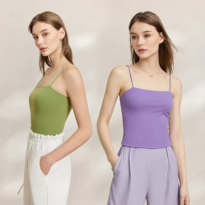 Women's Tank 2026 Summer Stretch Slim Fit Crop Knit Spaghetti Strap Top Casual Versatile Sleeveless Vest For Women 12622088