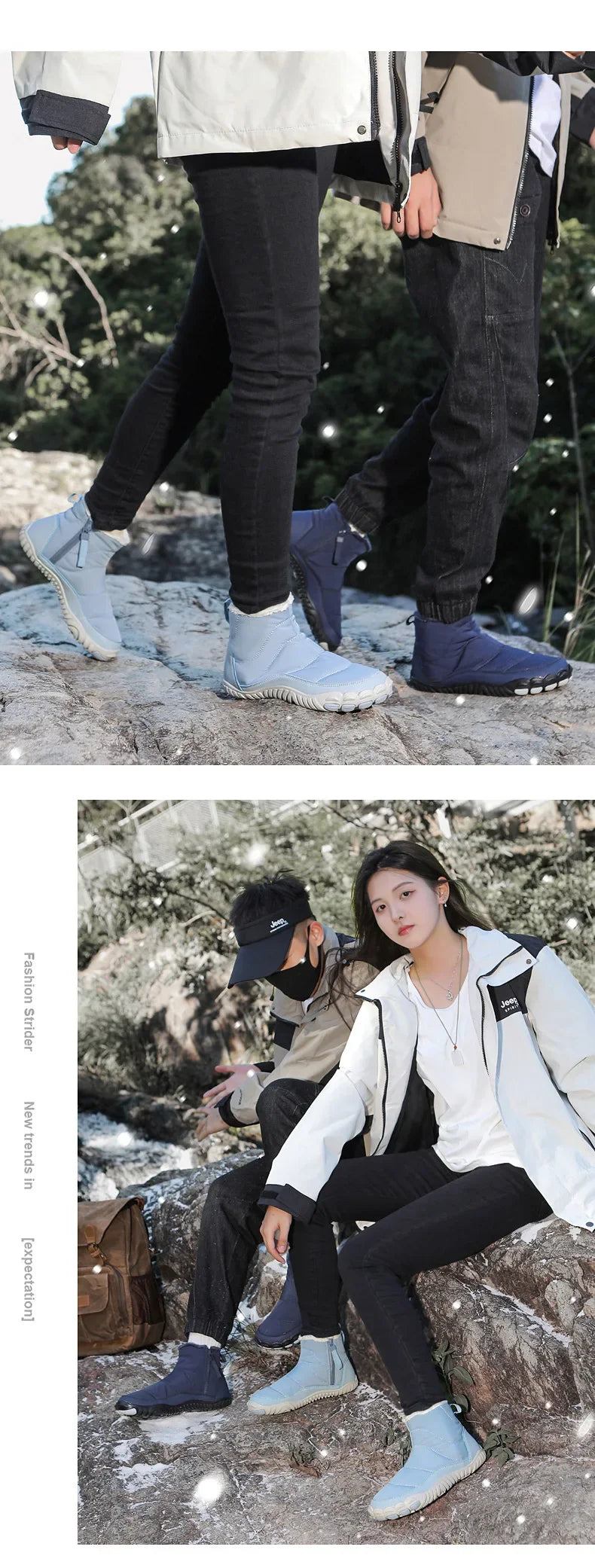 Cotton Boots Men/women Large Size 47 Waterproof Snow Boots Winter Warm  Comfort Zipper Anti Cold Non-slip Cotton Boots