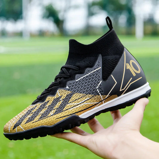Limited high-top soccer boots FG spikes and TF broken nails Unisex style are available in 3 colors football boots sneakers