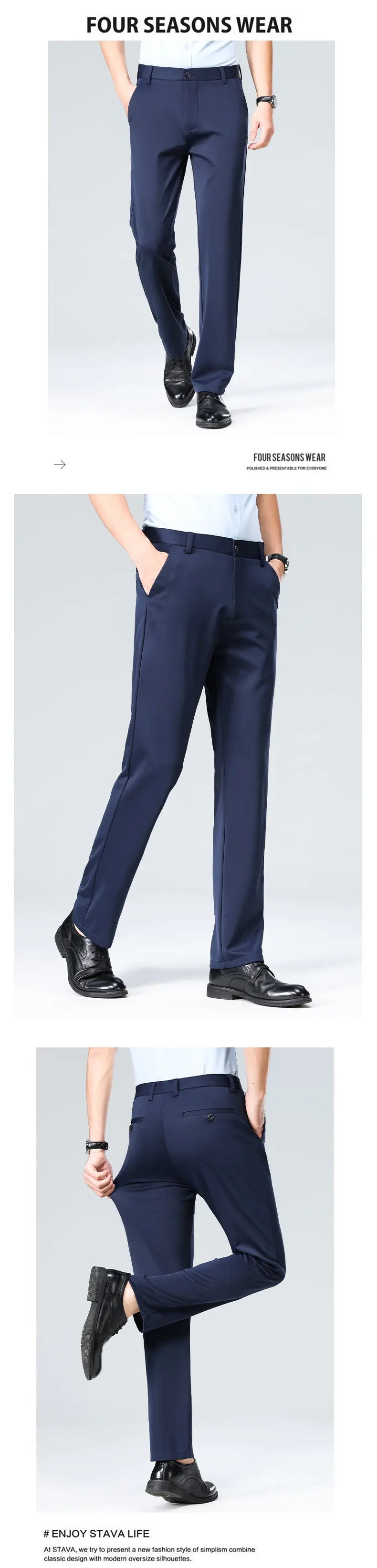 Men's Four-Way Stretch Business Casual Pants Spring/Autumn Formal Dress Trousers Elastic Comfortable Casual Pants