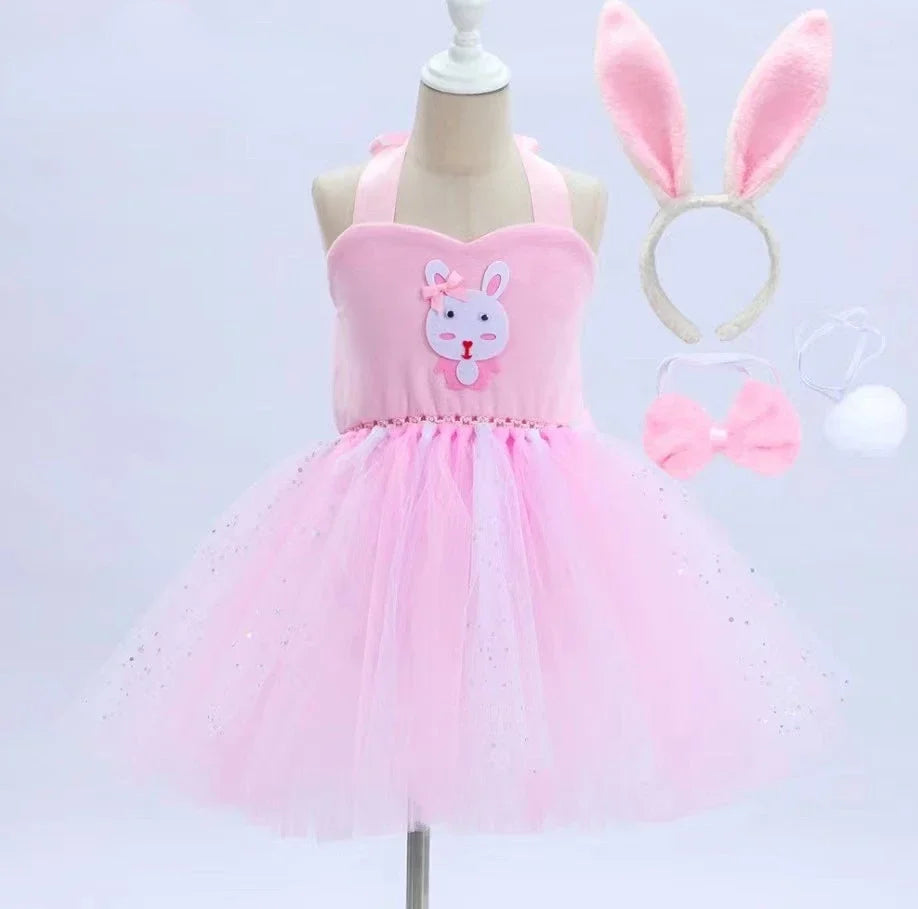 Baby Girls Halloween Animal Cosplay Costume Kids Forest Theme Giraffe Cows Tiger Leopard Zebra Print Tutu Dress Birthday Party