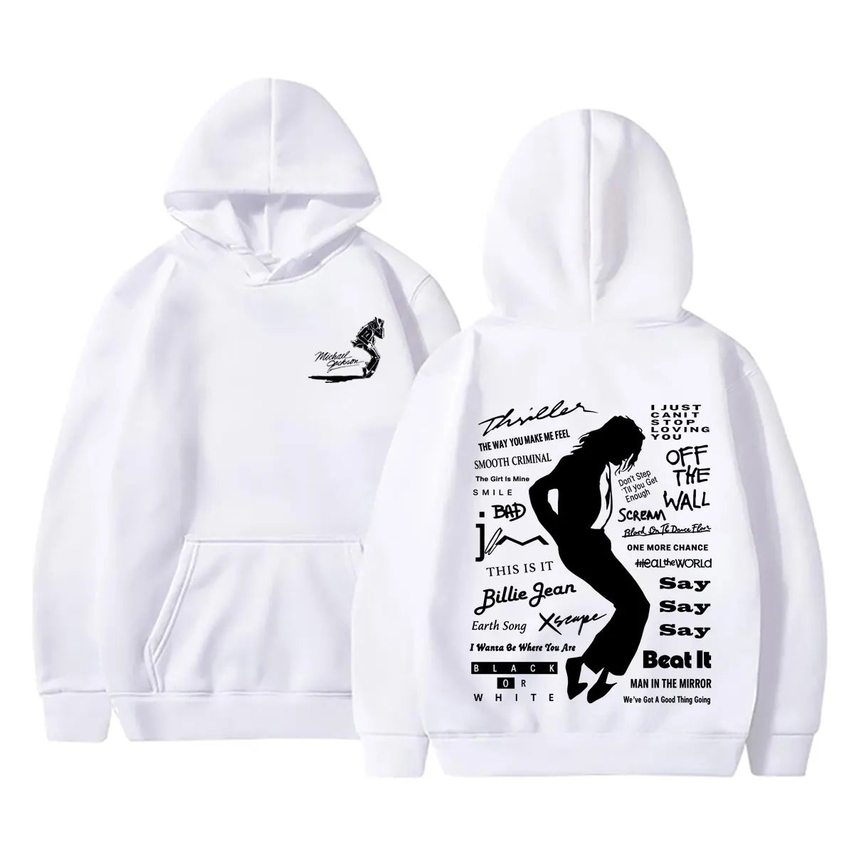 Michael Jackson Album Logo Graphic Hoodie Men Women Vintage Gothic Rock Streetwear Men's Fashion Oversized Sweatshirt Pullover