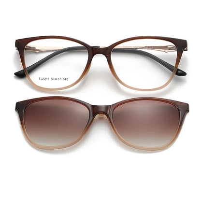 New Women's Cat Eye Polarized Sunglasses with Magnetic Clip Customizable Myopia Prescription Lens Reading Glasses