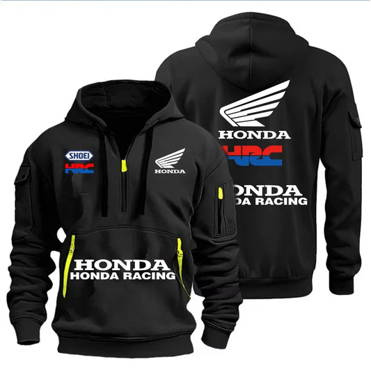 Racing Autumn and Winter Men's Multi-Pocket Zipper Hoodie Casual Sportswear and Loose Hoodie Long Sleeve Top