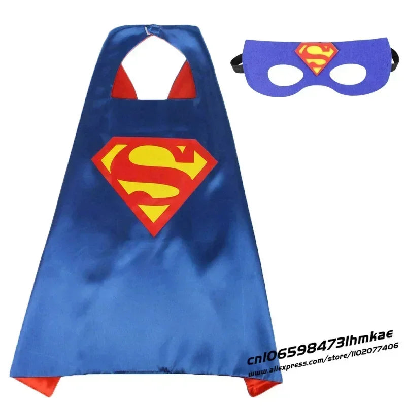 Superhero Masquerade Mask Cape Cloak Anime Spider Man Batman Cloak Action Figure Super Hero Toys Cosplay Child Party Gifts