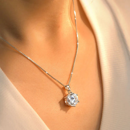 Pass Diamond Test 1.0ct–5ct Moissanite Necklace Sparkling Solitaire Pendant Necklaces for Women Wedding Party Jewelry Gift