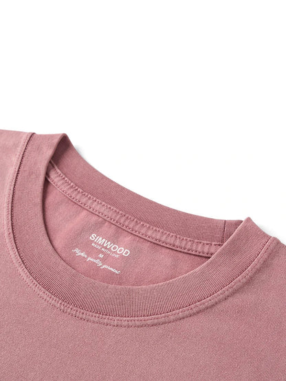2026 Summer New 260gsm 100% Cotton Fabric Snow Washed Vintage T-shirts Men Letter Embroidery Plus Size Tops