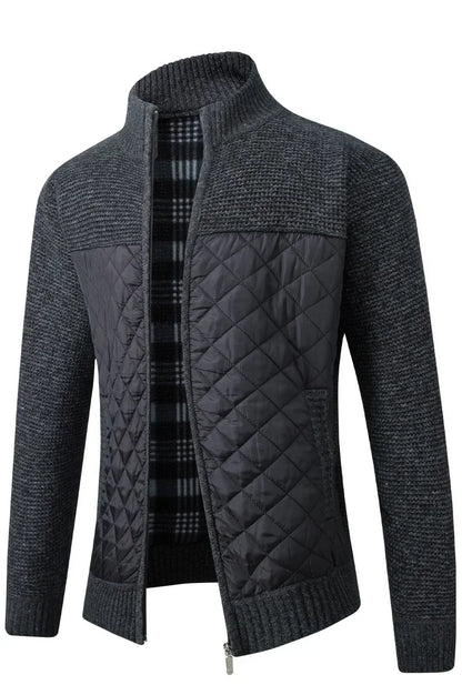Autumn Winter New Men's Jacket Slim Fit Stand Collar Zipper Jacket Men Solid Thick Warm Jacket Men Sweater