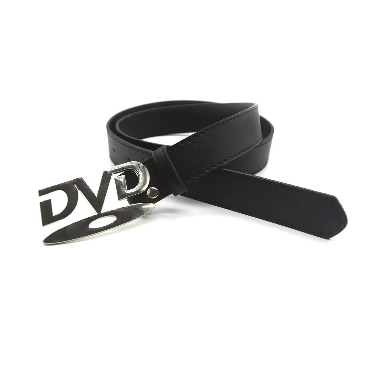 Unisex Nostalgic DVD Buckle Belt Versatile Black White Decorative Waist Straps Belt for Men Women Jeans Matching Gift for Her
