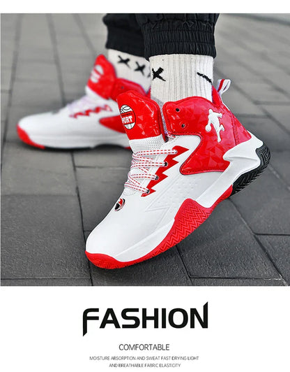 Fashion Basketball Shoes for Kids High-top Sneakers Children Casual Sports Shoes Ankle-protected Anti-slippery Gym Trainers Boys