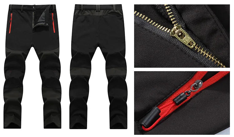Men Trekking Pants Hiking Snow Autumn Winter Outdoor Soft Shell Thick Cloth Windproof Colorful Warm Camping Trousers