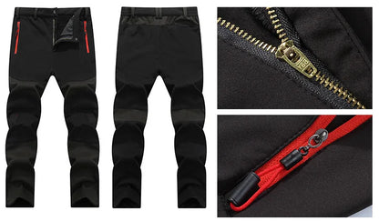 Men Trekking Pants Hiking Snow Autumn Winter Outdoor Soft Shell Thick Cloth Windproof Colorful Warm Camping Trousers