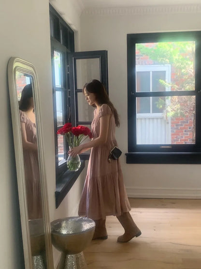 Spring 2025 Chic A-Line Dr Korean Sle Long Svel Women's Faionable Gown Ele Personali Commute Suitable Dr