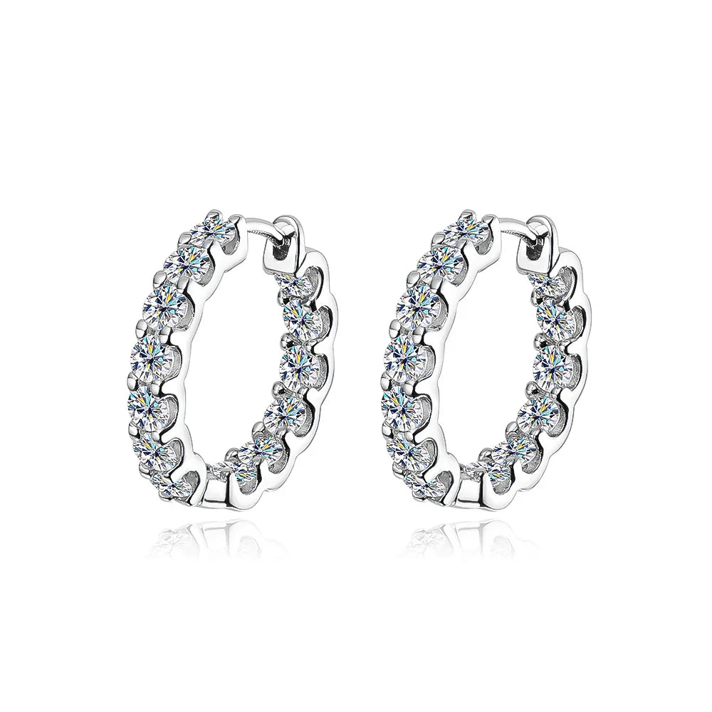 100% 925 Sterling Silver Real 2.6ct Moissanite Earring Hoops For Women Sparkling Wedding Party Luxury Fine Jewelry Gift