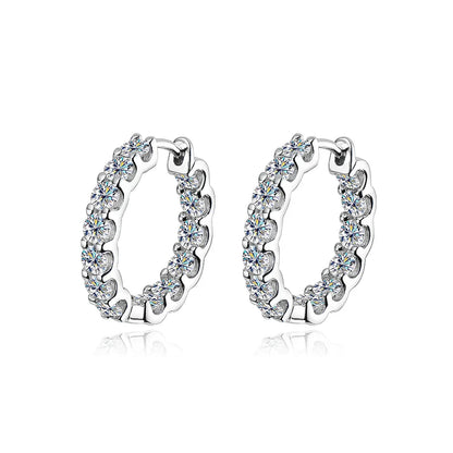 100% 925 Sterling Silver Real 2.6ct Moissanite Earring Hoops For Women Sparkling Wedding Party Luxury Fine Jewelry Gift
