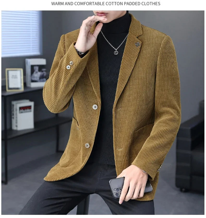 Blazer Boutique Men's Fashion Business Casual Solid Color Korean Version of The Trend Simple Casual Elite Party Gentleman Suit