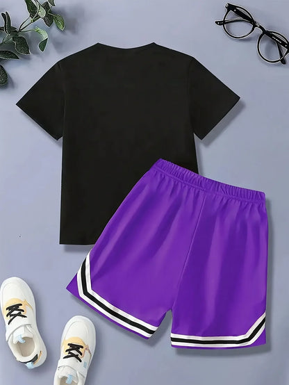 Summer 2025 Bestseller Street Casual Fashion Outdoor sports Youthful Vitality 3D letter printed Youth Set