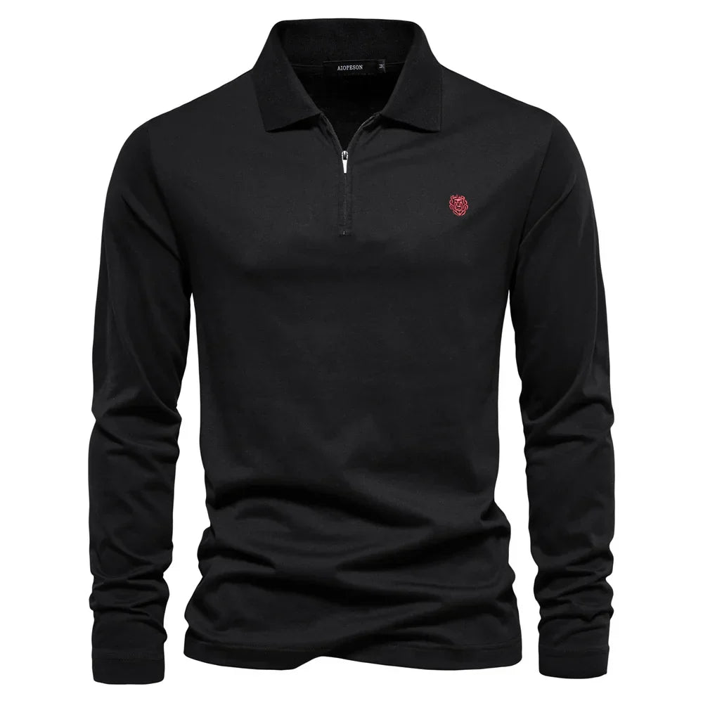 Brand Long Sleeve Men's Polo Shirts 100% Cotton Solid Color Casual Polo Shirts for Men New Sping Autumn Basic Polos Men