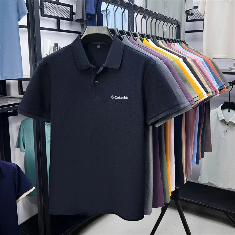 Cotton100% Men's Summer Luxury High Quality Short Sleeves Polo Shirt Letter Printing 25colors Brand T-Shirt Business Men's Wear