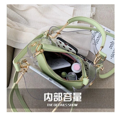 Fashion Transparent Women Shoulder Bag Jelly Candy Summer Beach Handbag for Female Messenger Bags Bolsa Totes Bucket Bag