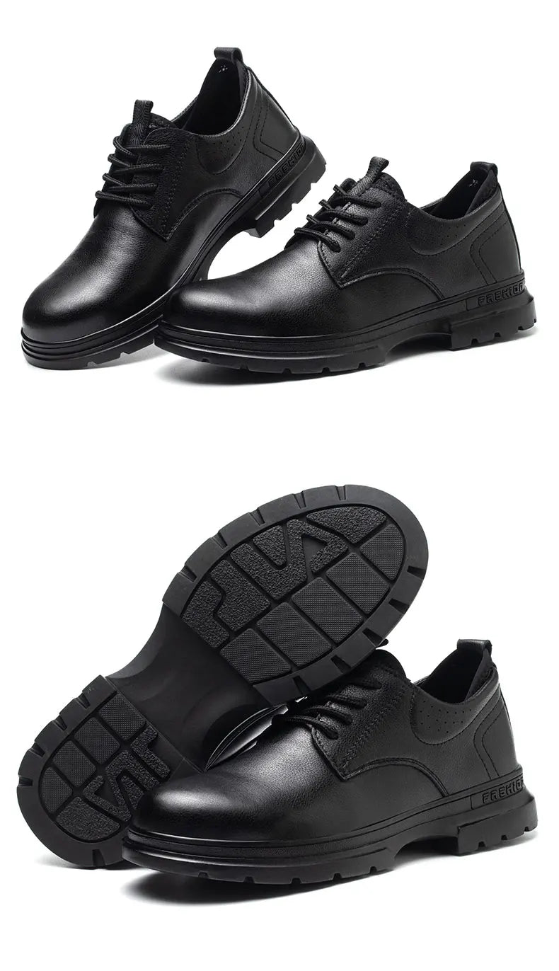 Fashion 2026 Genuine Leather Waterproof Men Safety Shoes Boots Work Sneakers Indestructible Steel Toe Nail Proof Male Footwear