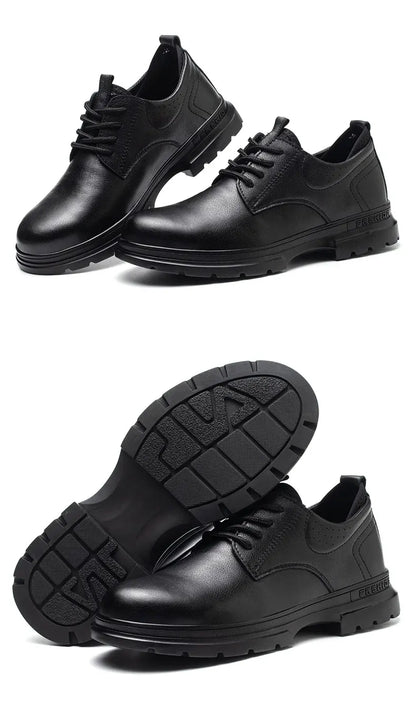 Fashion 2026 Genuine Leather Waterproof Men Safety Shoes Boots Work Sneakers Indestructible Steel Toe Nail Proof Male Footwear