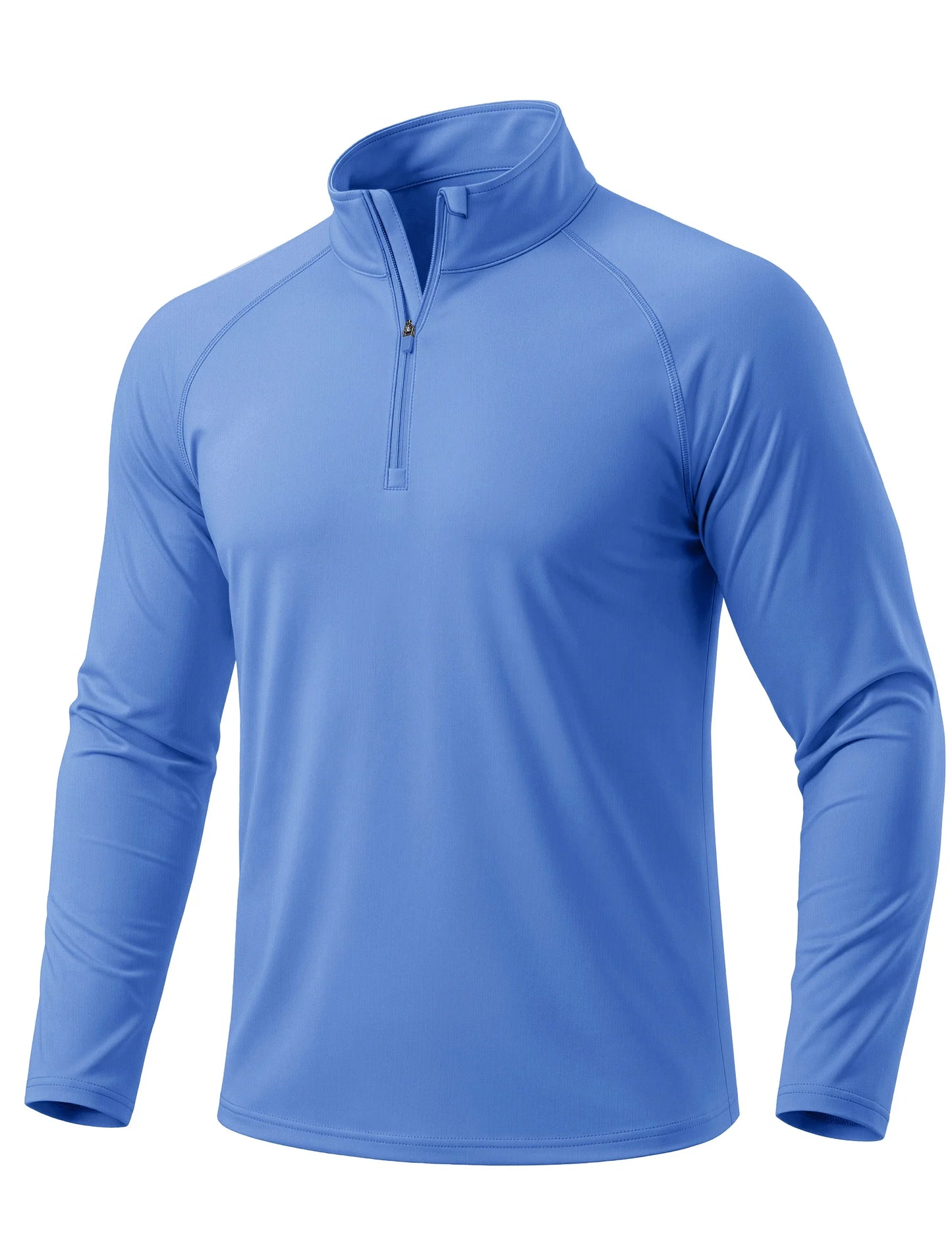 Men's Lightweight Long Sleeve T-Shirt UPF50+ Sun Protection Quick Dry Zip Neck Casual Summer Top