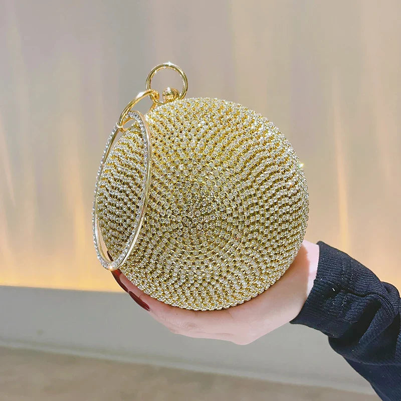 Round Pearl Clutch Purse Handbag Luxury Elegant Evening Bag Ring Handle For Women Bride Bridesmaid Wedding Party Handbag Purses