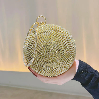 Round Pearl Clutch Purse Handbag Luxury Elegant Evening Bag Ring Handle For Women Bride Bridesmaid Wedding Party Handbag Purses