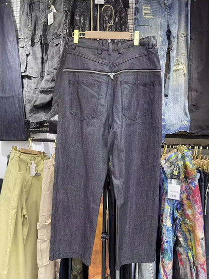 Unisex Brush Wax Zipper Original Cow Jeans Men's and Women's Denim Pants ZJ117