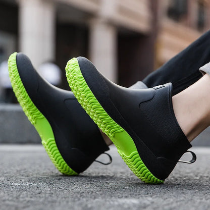 Men's Rain Boots Women's Ankle Water Shoes Non-slip Waterproof Safety Work Shoes Warm Cotton Platform outer wear Couple Lovers
