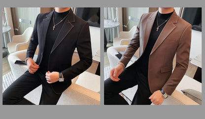 High Quality Line design Luxury Men's Suit Coats Fashion Business Casual Two Buttons Formal Social Wedding Party Suit Jacket