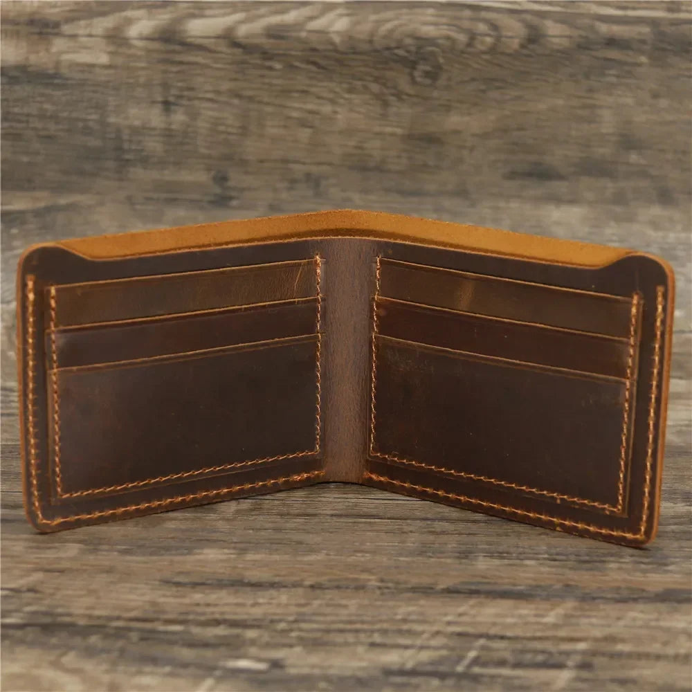 Men's Crazy Horse Leather Wallet, Genuine Leather Wallet, Card Bag, Simple Retro European and American Style, Mens Purse 2026