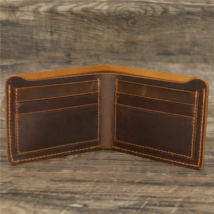 Men's Crazy Horse Leather Wallet, Genuine Leather Wallet, Card Bag, Simple Retro European and American Style, Mens Purse 2026