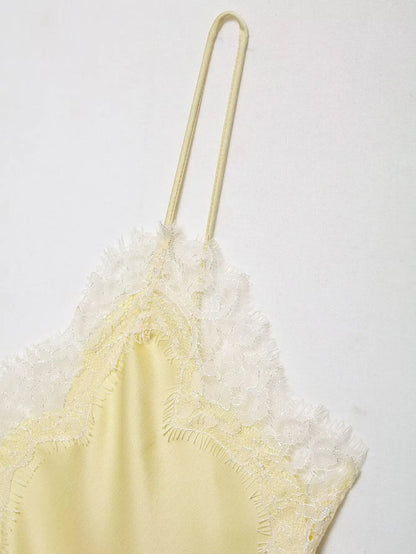 Sexy Women Asymmetrical Lace Slip Tops Summer Female Backless Sleeveless Off Shoulder Underwear Tanks Elegant Beach Camisole
