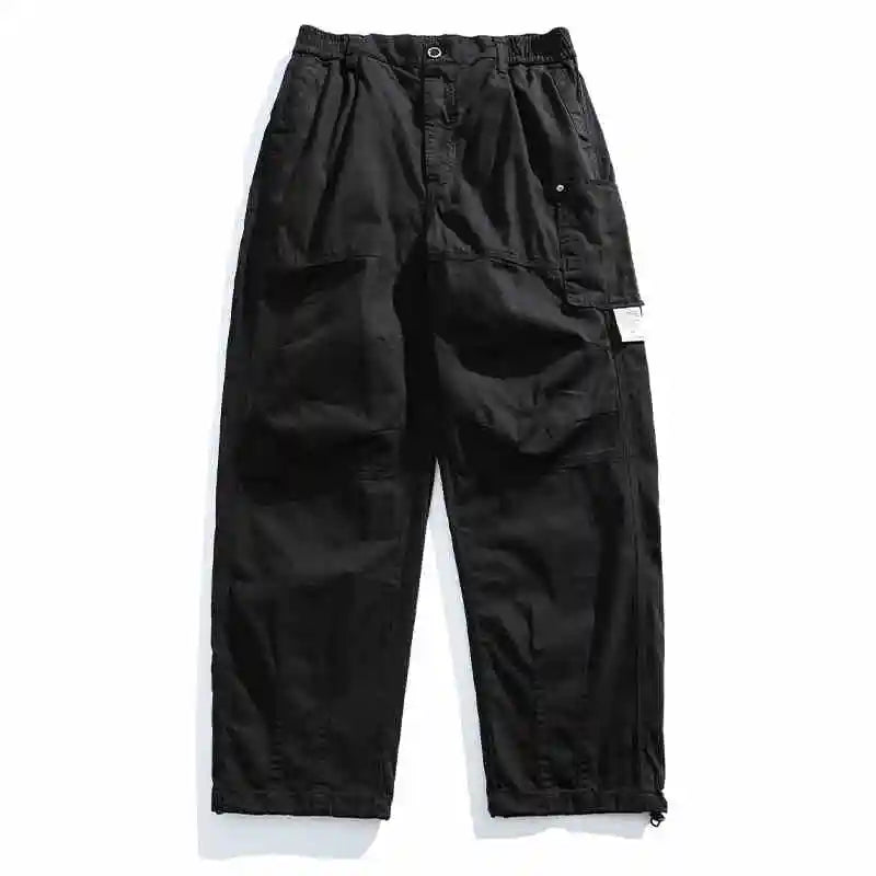 Japanese Vintage Cargo Pants Men Premium Cotton Loose Fit Straight Leg American Fashion Casual Trendy Streetwear Long Workwear