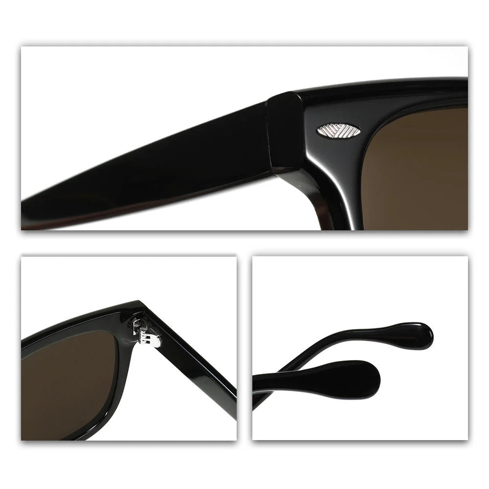 Black Acetate Sunglasses Vintage Rivet UV400 Non Polarized Lens Unisex High End Designer Sun Glasses Retro