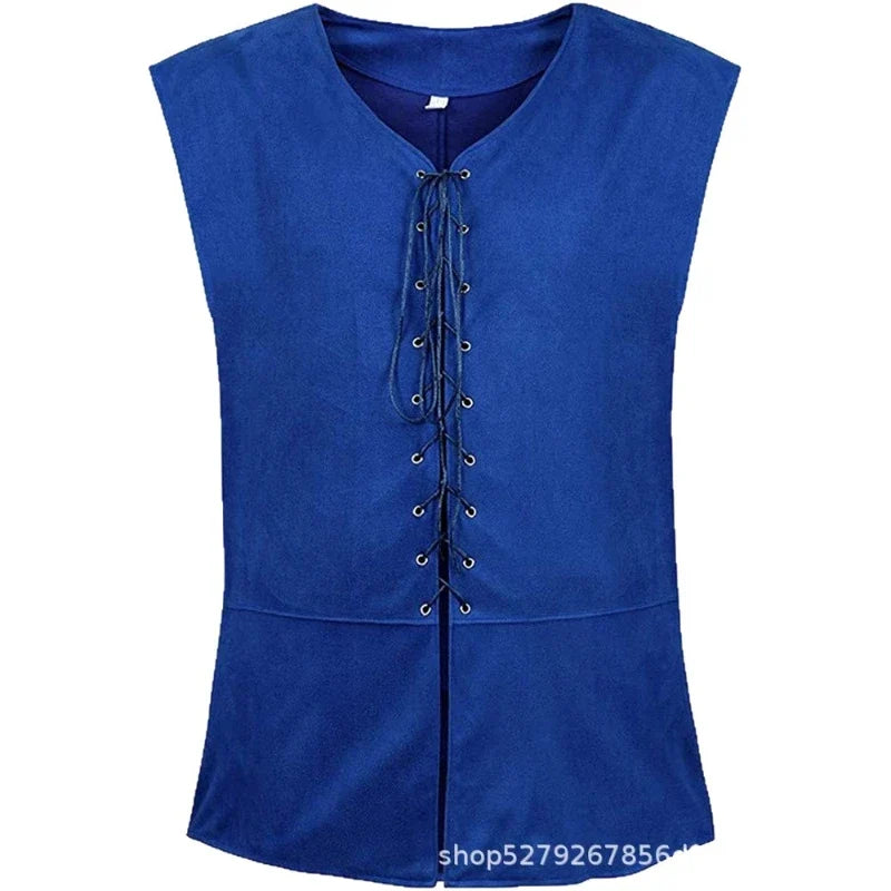 2025 Medieval Renaissance Pirate Gothic Steampunk Vest for Men, Multicolor Loose Plus Size Suede Fashion Men's Waistcoat,S-XXL