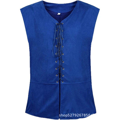 2025 Medieval Renaissance Pirate Gothic Steampunk Vest for Men, Multicolor Loose Plus Size Suede Fashion Men's Waistcoat,S-XXL