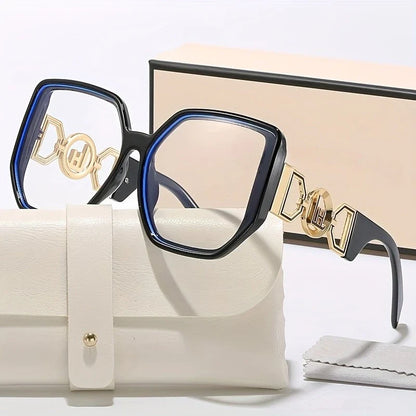 New Oversized Sunglasses Square Anti Blue Light Glasses Luxury Leopard Print Design Advanced All Match Unisex Glasses Eyeglasses