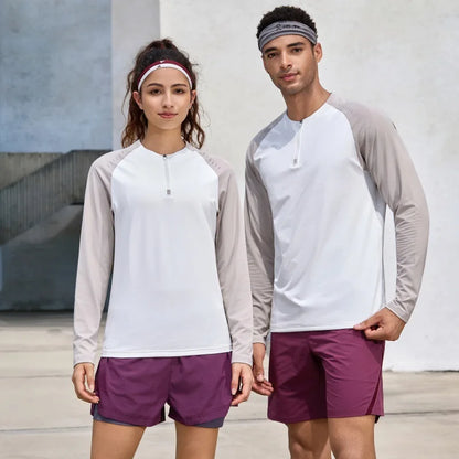 Outdoor Sports Stand-up Collar Long-sleeved Quick-drying Clothes Autumn Half-zipper Top Cycling Running Yoga Gym Fitness T-shirt