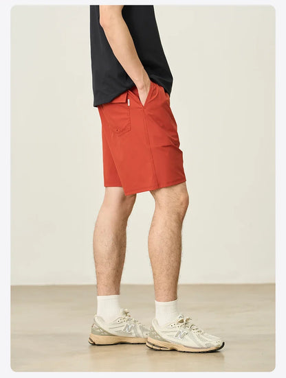 2025 Summer New 145gsm Elastic Fabric Beach Shorts Men Contrast Color Drawstring Athletic Shorts
