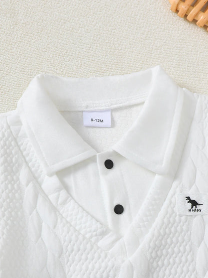 Baby Boy Gentleman 2-Piece Set: Knitted Silk Cotton Texture Polo Shirt & Elastic Waist Shorts, Comfortable for Spring Summer