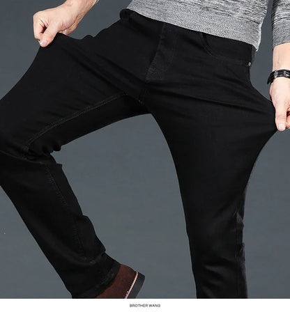 Men Plus Size Jeans 38 40 Slim Skinny Stretch Straight Classic Version of Simple Black Denim Pants Male Brand Clothing